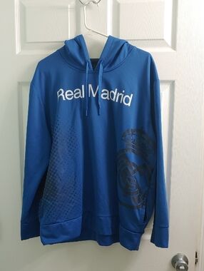 Real Madrid Hoodie Blue Unisex Pullover Size XL